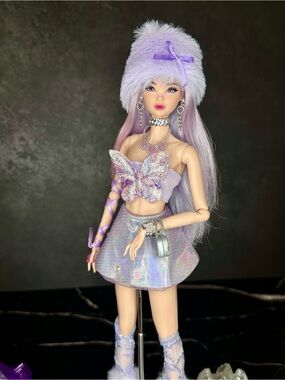 Barbie Odile OOAK Custom - Fantasy Lilac Hair - Articulated Hybrid Doll - Fairy